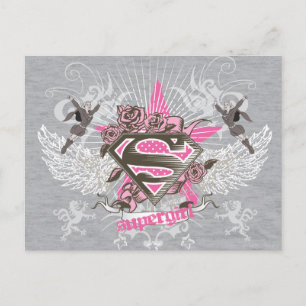 Supergirl Star und Rose Postkarte