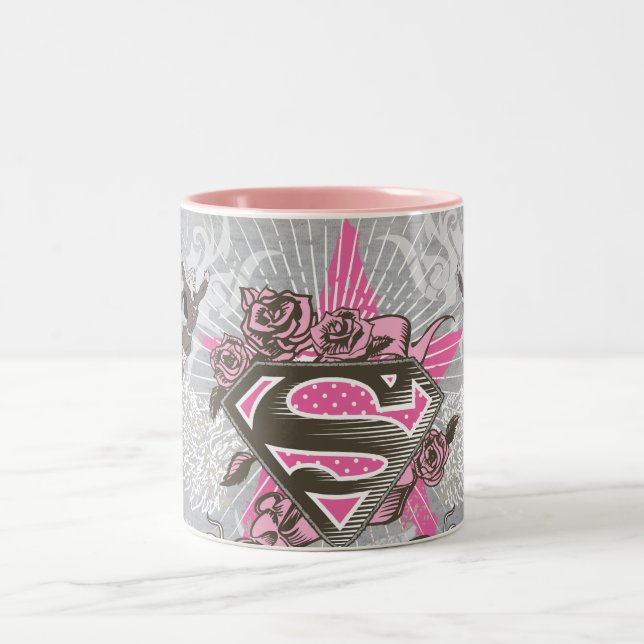 Supergirl Star und Rose Zweifarbige Tasse (Mittel)