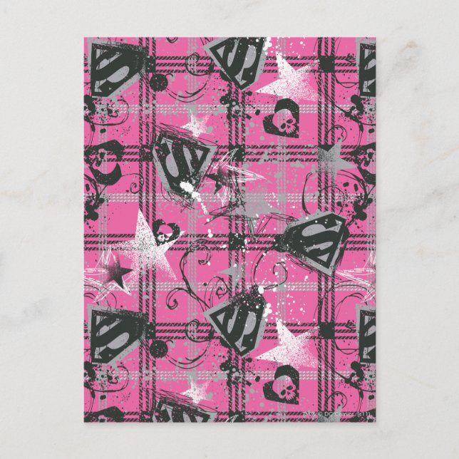 Supergirl Stars und Skulls Muster Postkarte (Vorderseite)