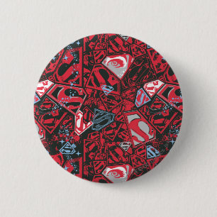 Supergirl Stary Red Pattern Button