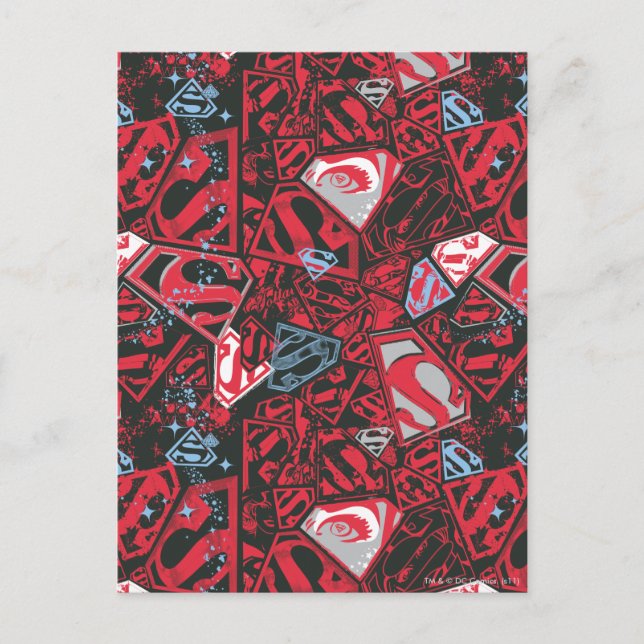 Supergirl Stary Red Pattern Postkarte (Vorderseite)