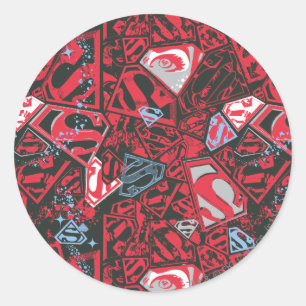 Supergirl Stary Red Pattern Runder Aufkleber