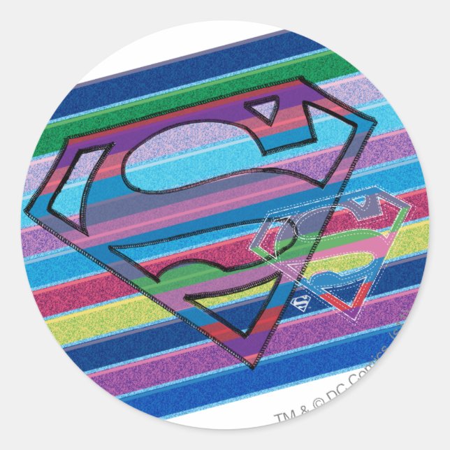 Supergirl Strip Rainbow-Logo Runder Aufkleber (Vorderseite)