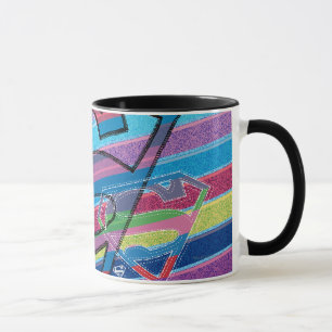 Supergirl Striped Rainbow Logo Tasse