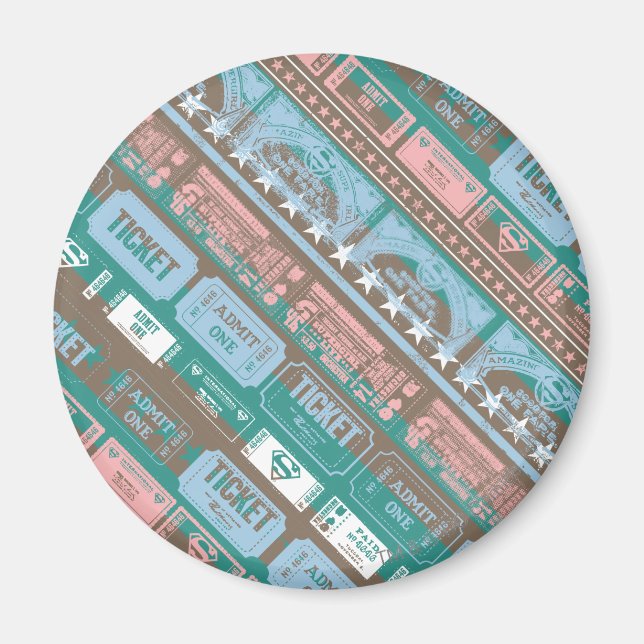 Supergirl Ticket Pattern Blau Magnet (Vorne)