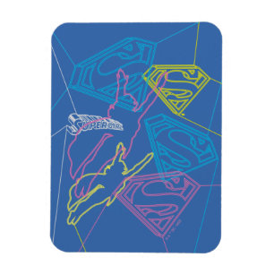 Supergirl und Logo farbige Konturen Magnet