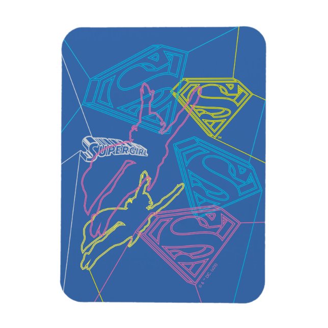 Supergirl und Logo farbige Konturen Magnet (Vertikal)