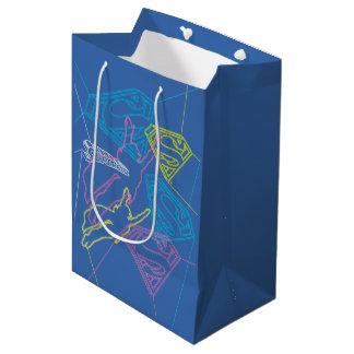 Supergirl und Logo farbige Konturen Mittlere Geschenktüte