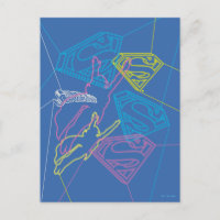 Supergirl und Logo farbige Konturen