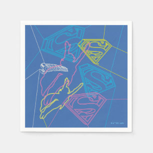 Supergirl und Logo farbige Konturen Serviette