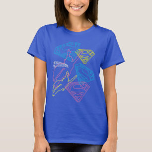 Supergirl und Logo farbige Konturen T-Shirt