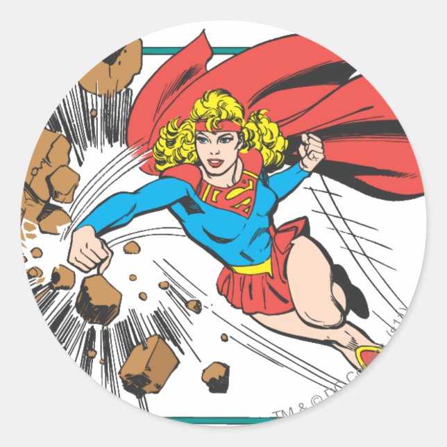 Supergirl zerstört Boulder Runder Aufkleber (Vorderseite)