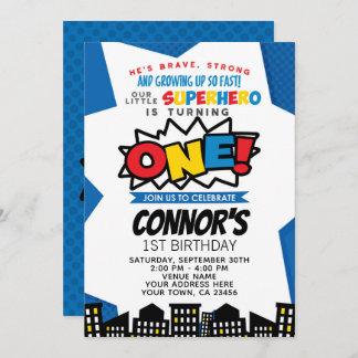 Superheld 1. Geburtstag Einladung