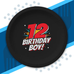Superheld Birthday - 12 Jahre alt - 12. Geburtstag Pappteller