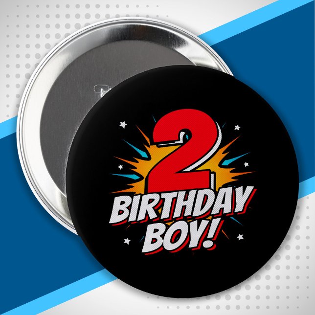 Superheld Birthday Boy - 2 Jahre alt - 2. Geburtst Button (Von Creator hochgeladen)