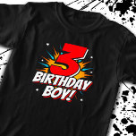 Superheld Birthday Boy - 3 Jahre alt - 3. Geburtst T-Shirt<br><div class="desc">Dieses coole Jubiläum-Design eignet sich perfekt für ein großartiges Geburtstagsthema! Ideal für jeden 3 Jahre alten Jungen,  der Lieben Comic bucht Superhelden oder Schurken mit Superkräften! 3. Geburtstag "3 Geburtstag Junge!" Geburtstagskommentar in einem Comic-Superhelden-Thema,  dass der 3-jährige Super-Geburtstagsjunge LIEBE!</div>