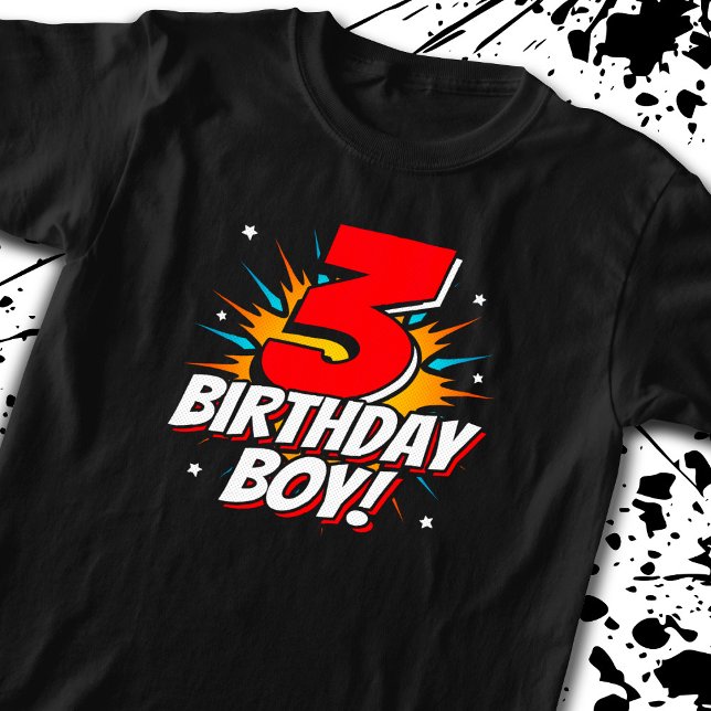 Superheld Birthday Boy - 3 Jahre alt - 3. Geburtst T-Shirt (Von Creator hochgeladen)