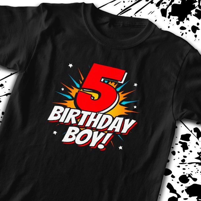 Superheld Birthday Boy - 5 Jahre alt - 5. Geburtst T-Shirt (Von Creator hochgeladen)