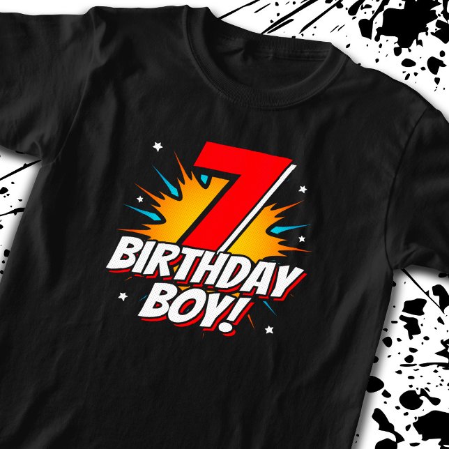 Superheld Birthday Boy - 7 Jahre alt - 7. Geburtst T-Shirt (Von Creator hochgeladen)