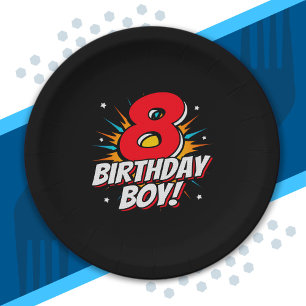 Superheld Birthday Boy - 8 Jahre alt - 8. Geburtst Pappteller