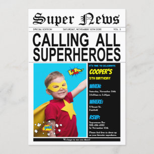 Superheld Birthday Party Super Hero Boy Girl Foto Einladung