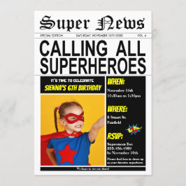 Superheld Birthday Party Super Hero Girl Boy Foto Einladung