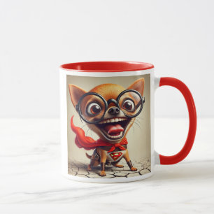 Superheld-Chihuahua mit Umhang und Rigolo-Brille Tasse