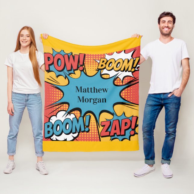 Superheld Comic-Book Pop-Art Jungen-Geburtstagsges Fleecedecke (Beispiel)