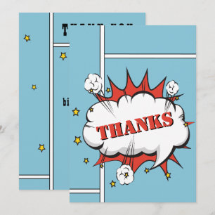 Superheld Comic Sprechblase Geburtstag  Dankeskarte