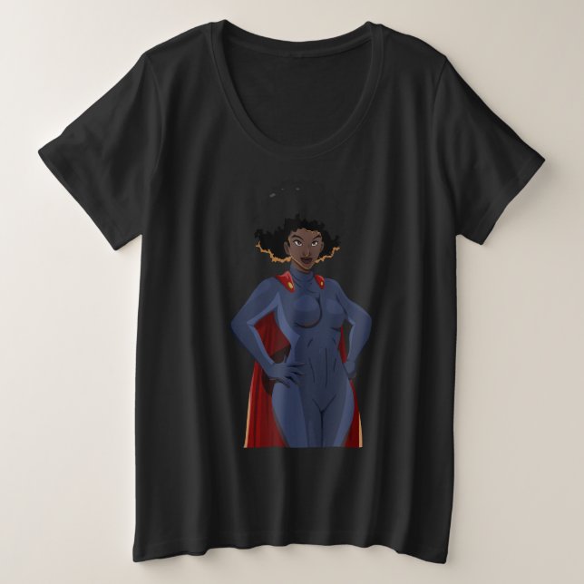 Superheld-Dame Große Größe T-Shirt (Design vorne)