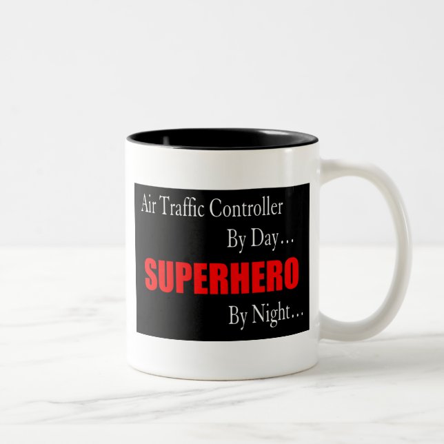 Superheld-Fluglotse Zweifarbige Tasse (Rechts)