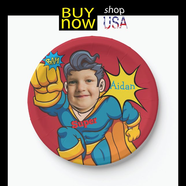 Superheld 🦸 Geburtstag Fantastisches Kid-Budget Pappteller (Von Creator hochgeladen)