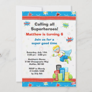 Superheld-Geburtstagsparty Einladung