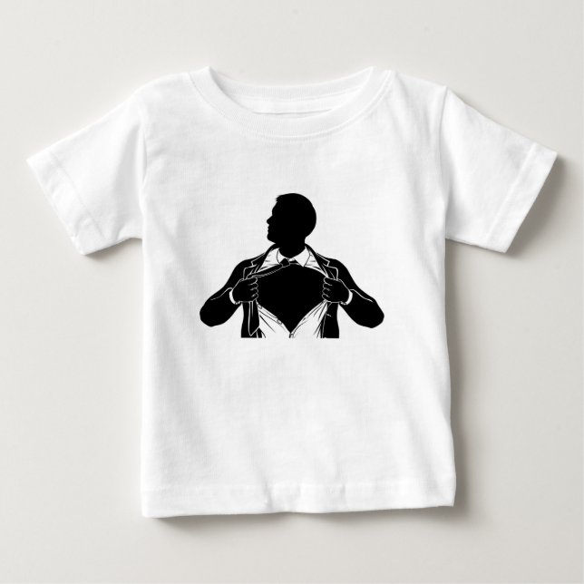 Superheld-Geschäftsmann, der Shirt prängt und die  (Vorderseite)
