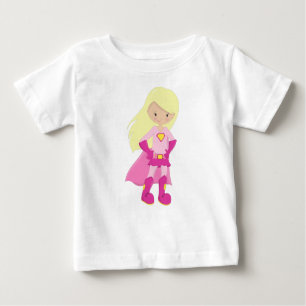 Superheld Girl, Blonde Hair, Niedliches Mädchen, r Baby T-shirt