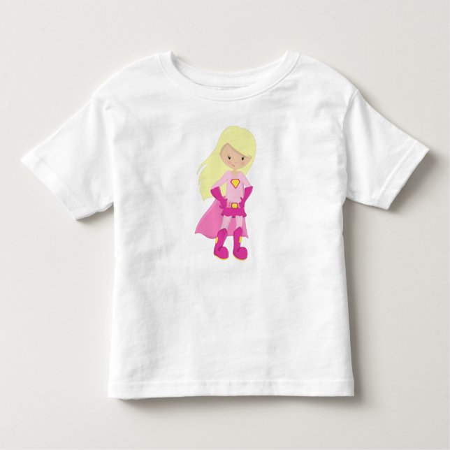 Superheld Girl, Blonde Hair, Niedliches Mädchen, r Kleinkind T-shirt (Vorderseite)