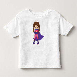 Superheld Girl, Braunhaar, Niedliches Mädchen, Lil Kleinkind T-shirt
