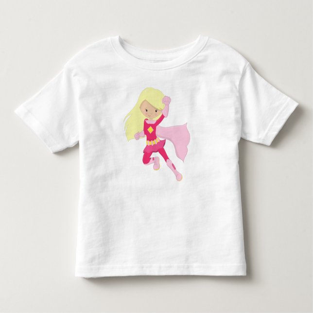 Superheld Girl, Niedlich Girl, Blonde Hair, rosa C Kleinkind T-shirt (Vorderseite)