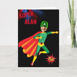 Superheld Green Flying Boy Phantastisch Fab Geburt Karte