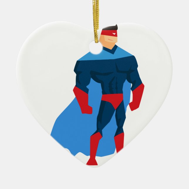 Superheld in der Aktion Keramikornament (Vorne)