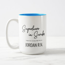 Superheld in Scrubs Personalisiert Danke, Nurse Zweifarbige Tasse