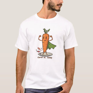 Superheld Karotte Vs Süßigkeiten Spaß T-Shirt