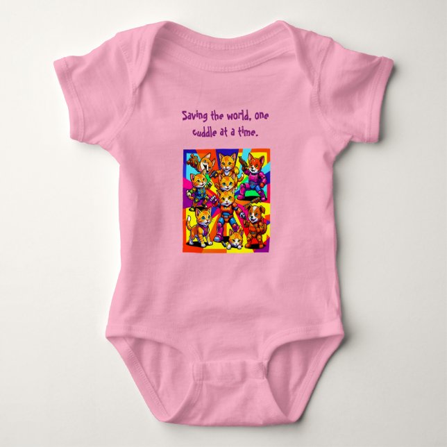 Superheld - Kätzchen - Welpen  Babys Bodysuit Baby Strampler (Vorderseite)
