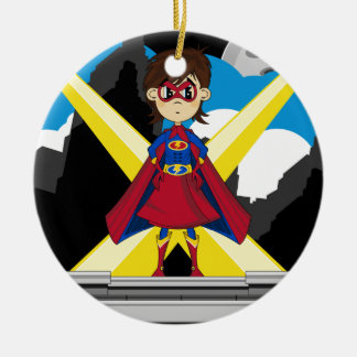 Superheld-Mädchen auf Dachspitze Keramikornament