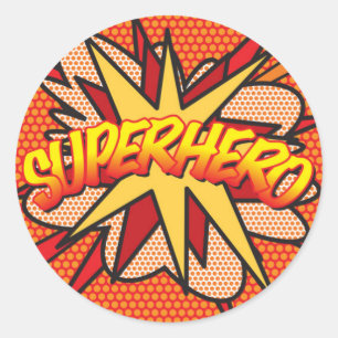 SUPERHELD Spaß Comic Buch Runder Aufkleber