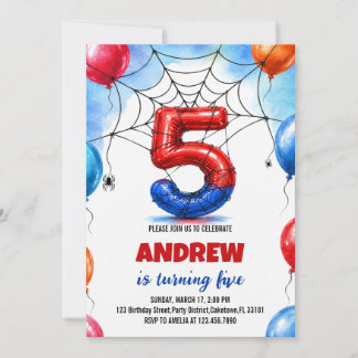 Superheld Spider Ballon Junge Geburtstag Einladung