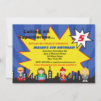Superheld Super Hero Geburtstagsparty Einladungen