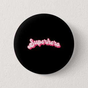 Superheld - Süß Rosa Vintage Retro Halloween Super Button