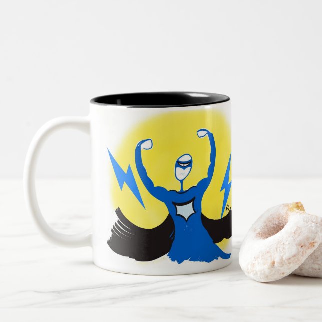Superheld-Tasse Zweifarbige Tasse (Mit Donut)