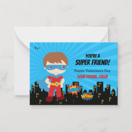 Superheld Valentine Cards - Boys Comic School Mitteilungskarte
